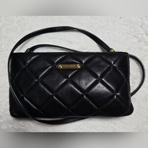 Michael Kors Purse Black And Gold Crossbody Shoudler Bag MK Clutch Handbag